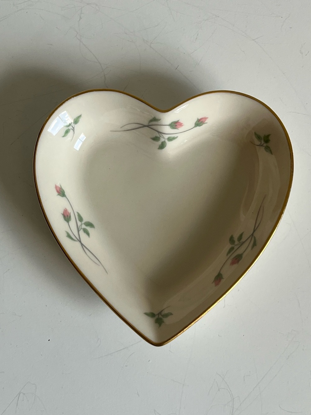 Vintage Lenox Rose Manor Heart Shaped Trinket Dish